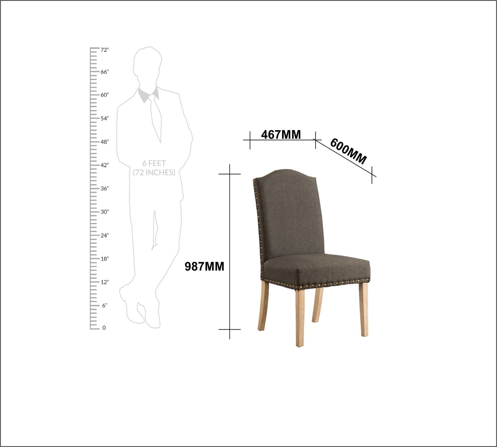 Dining Chair in Solid Wooden Frame -