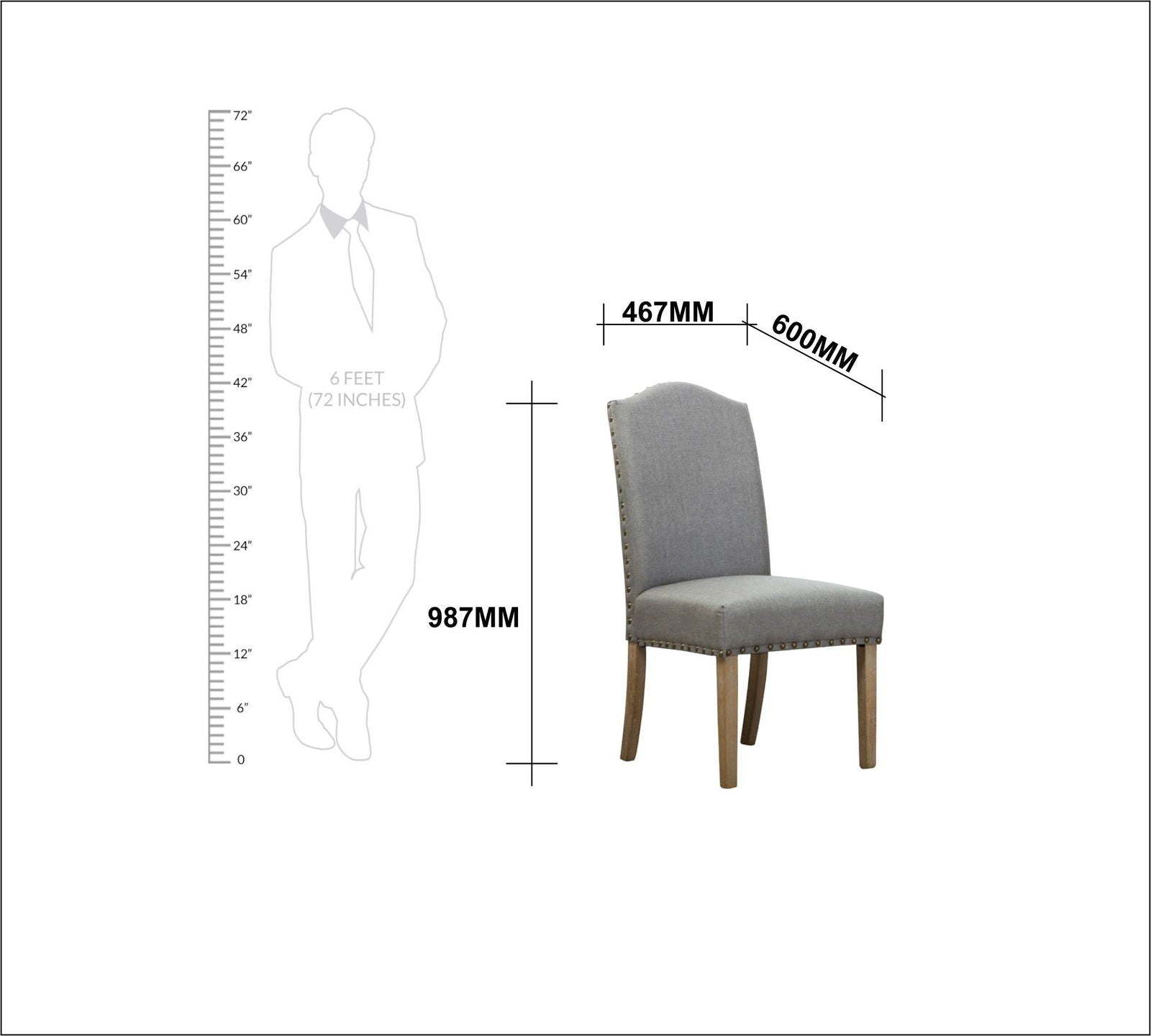 Dining Chair in Solid Wooden Frame -