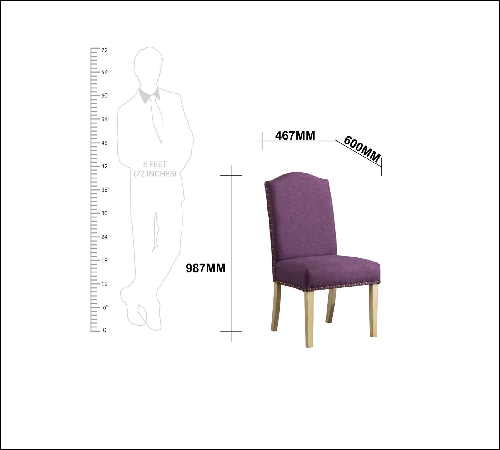 Dining Chair in Solid Wooden Frame -