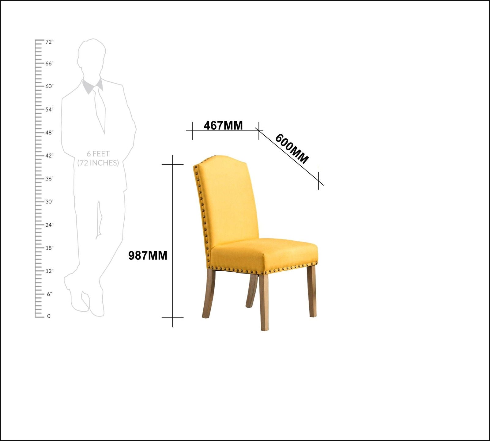 Dining Chair in Solid Wooden Frame -