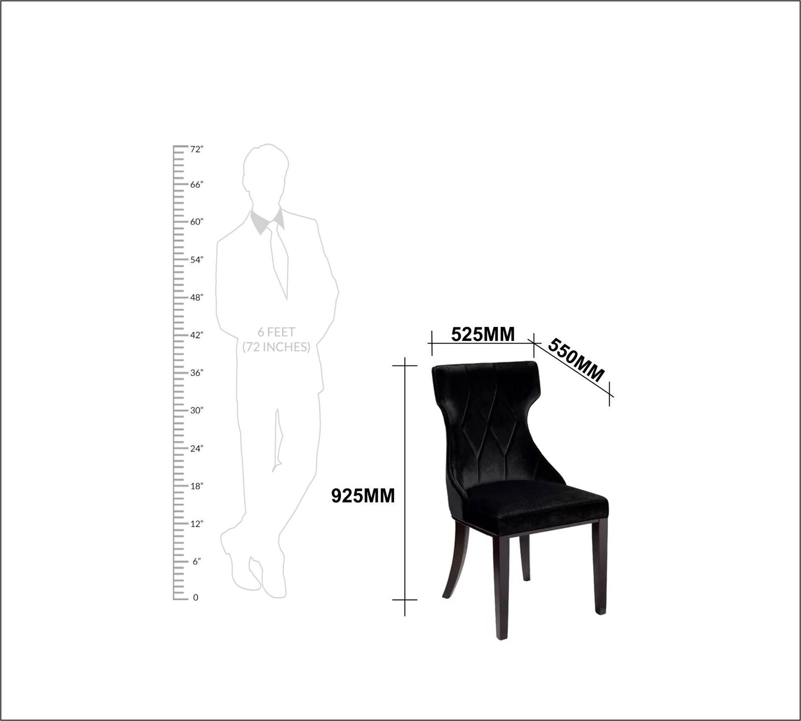 Dining Chair in Solid Wooden Frame Legs Base -