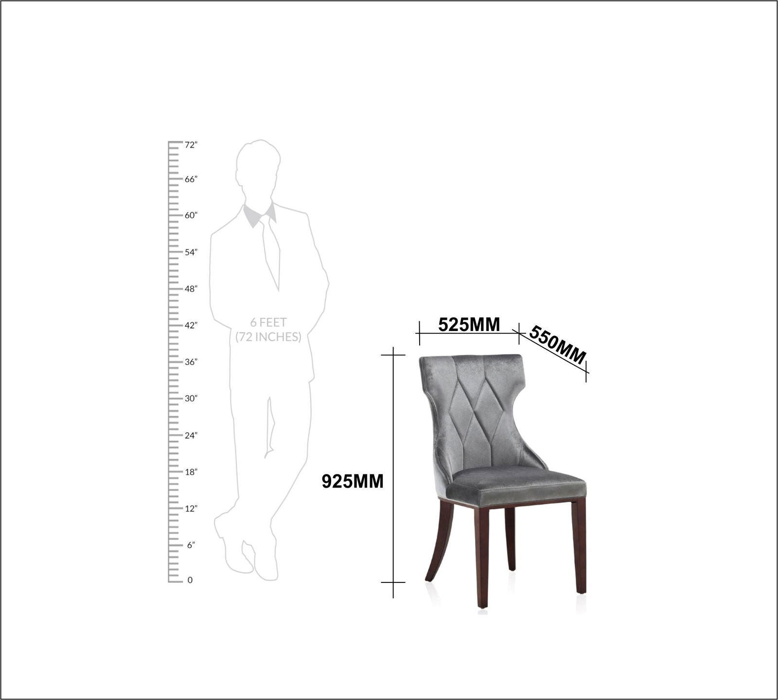 Dining Chair in Solid Wooden Frame Legs Base -