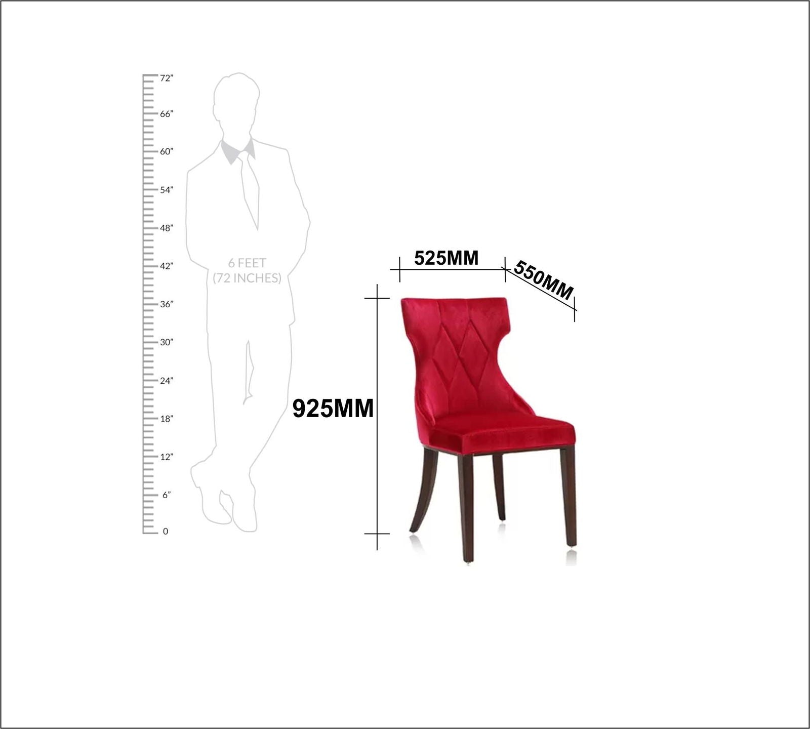 Dining Chair in Solid Wooden Frame Legs Base -
