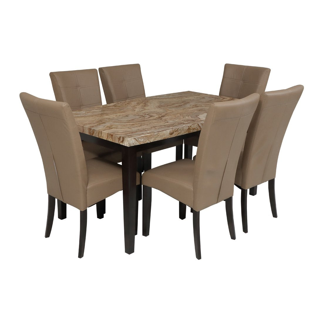 Dining Table Chairs Set of 6 With Wooden Frame Base -