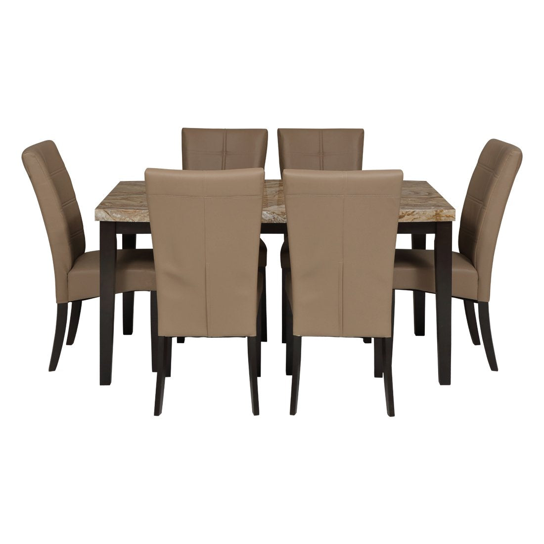 Dining Table Chairs Set of 6 With Wooden Frame Base -