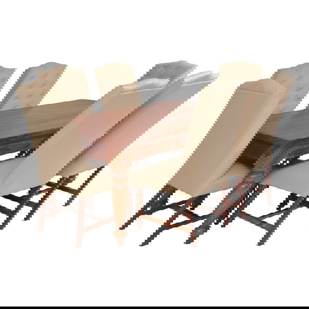 Dining Table Chairs Set of 6 With Wooden Frame Base -
