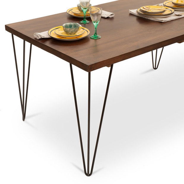 Dining Table Chairs Set of 6 With Wooden Frame Base -