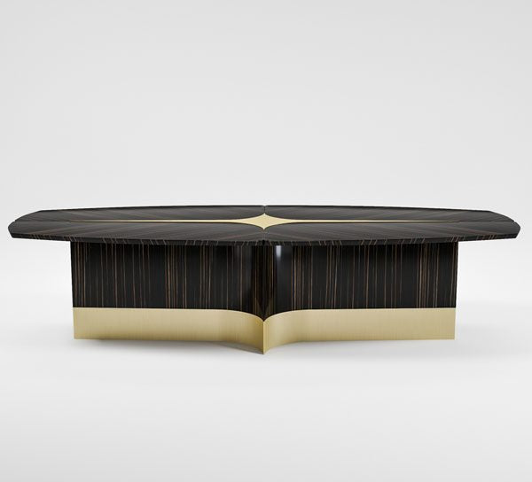 Dining Table in Solid Wooden Top and Base with Veneer and Pu Polish -