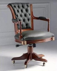 Director Arm chair Black Leatherette Wooden Frame and Base with Wheelable
