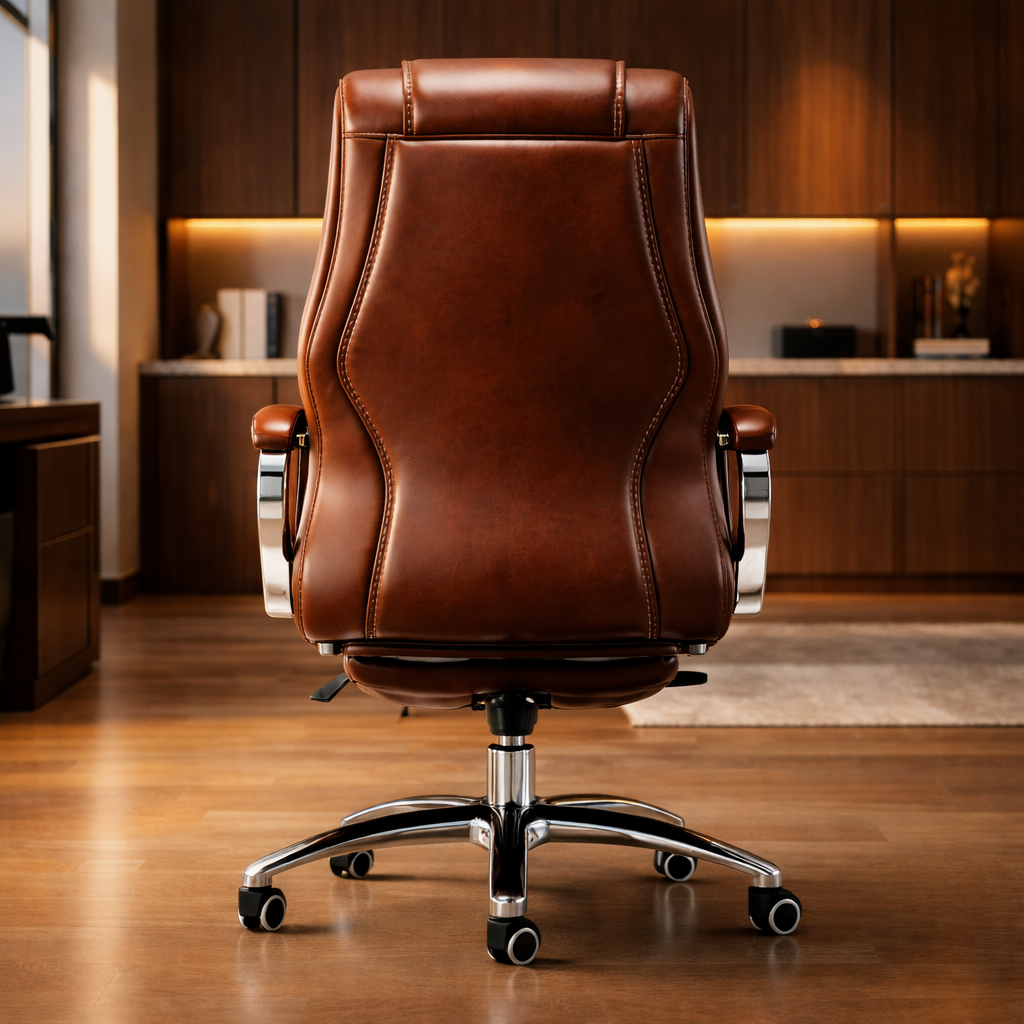 Director & Executive Office Chair Premium Leatherette with Recliner & Footrest and High Back Ergonomic Lumbar Support, Flip-Up Armrests