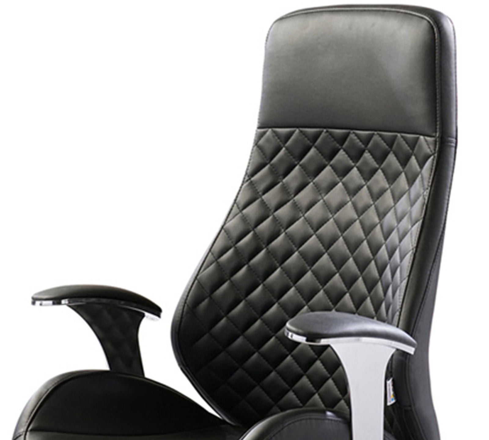 Director Chair in Leatherette High Back with Chrome Base, Black -
