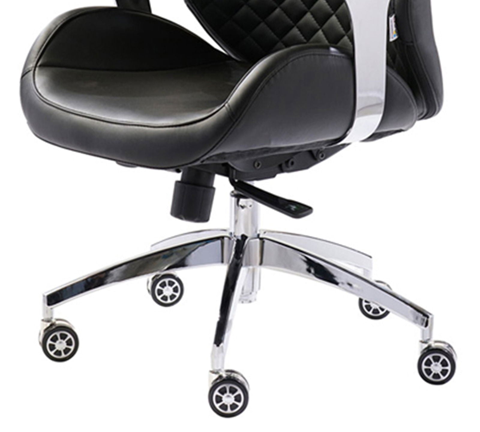 Director Chair in Leatherette High Back with Chrome Base, Black -