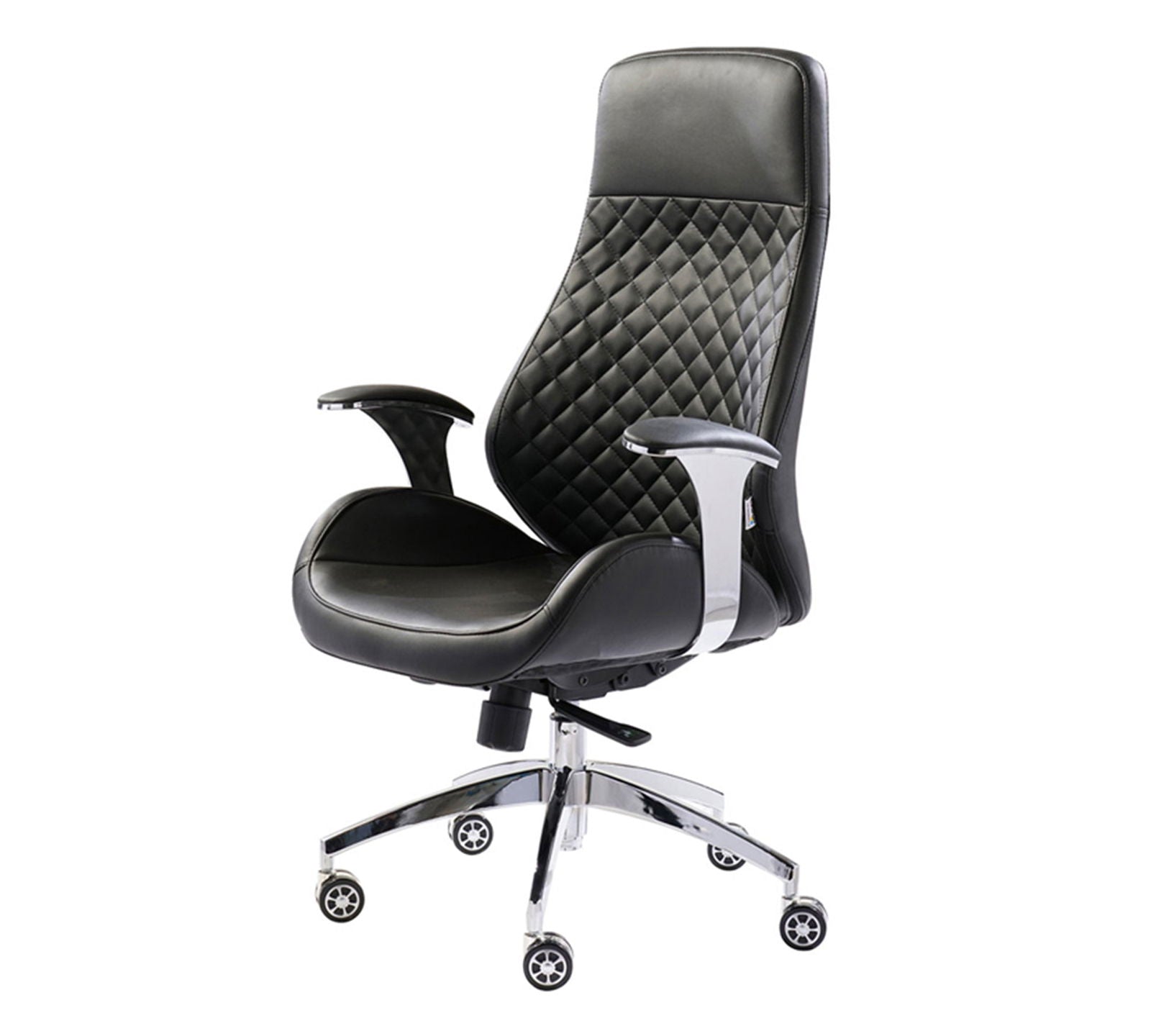 Director Chair in Leatherette High Back with Chrome Base, Black -