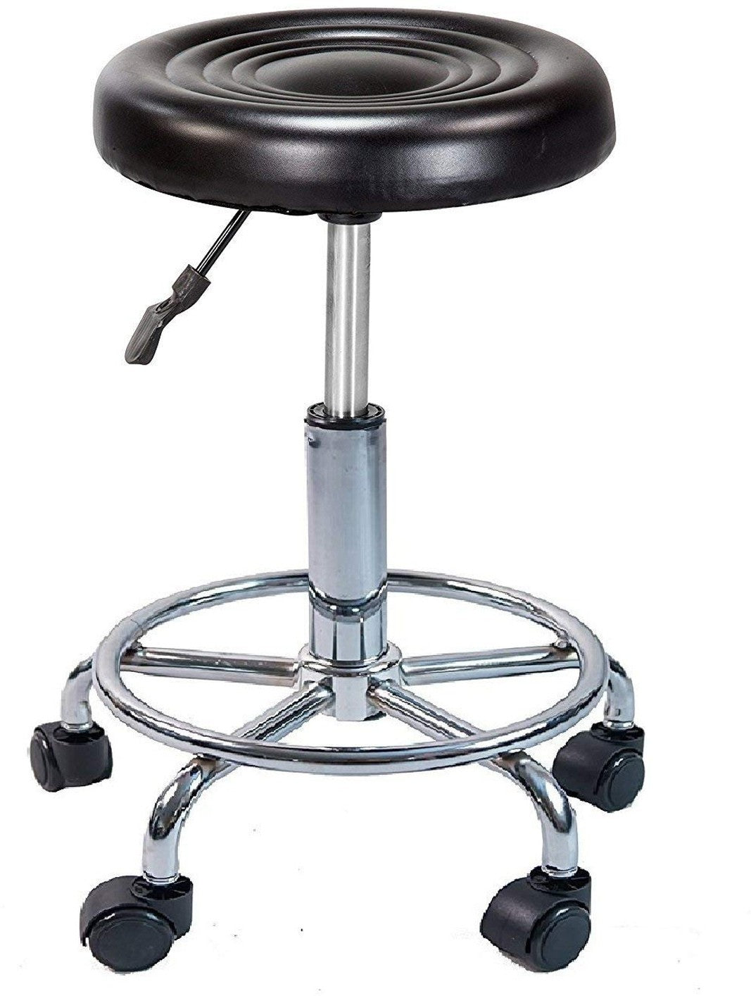 Doctor Stool Metal Frame Base with Caster Wheels Leatherette Height Adjustable -