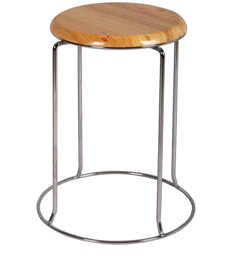 Doctor Stool With Metal Frame Base in Wooden -
