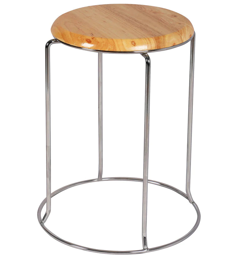 Doctor Stool With Metal Frame Base in Wooden -