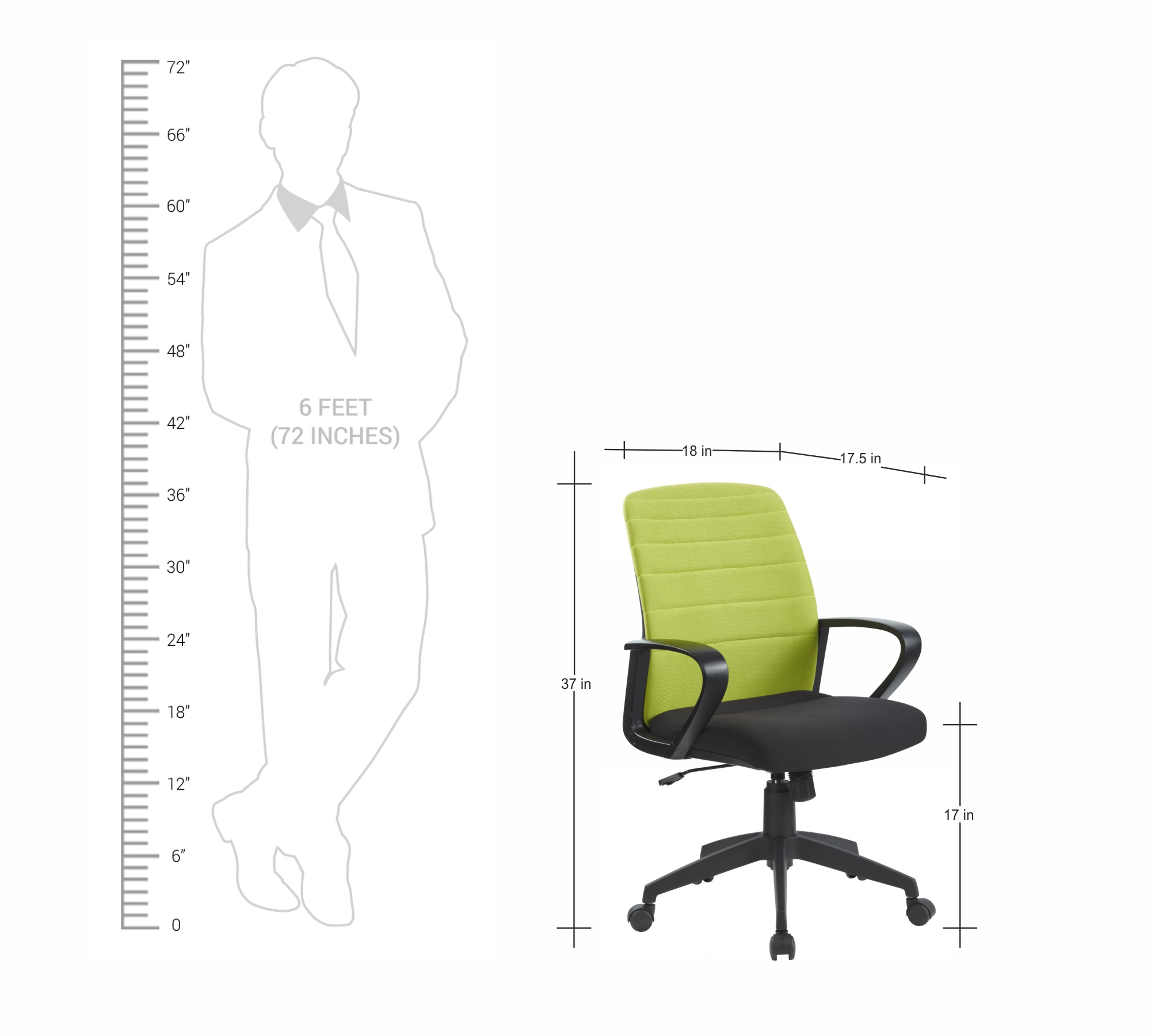 Executive Fabric Office Chair with Ergonomic Design, Cushioned Seat, Fixed Armrests, Swivel Base & Height Adjustment for Office and Workstation Use
