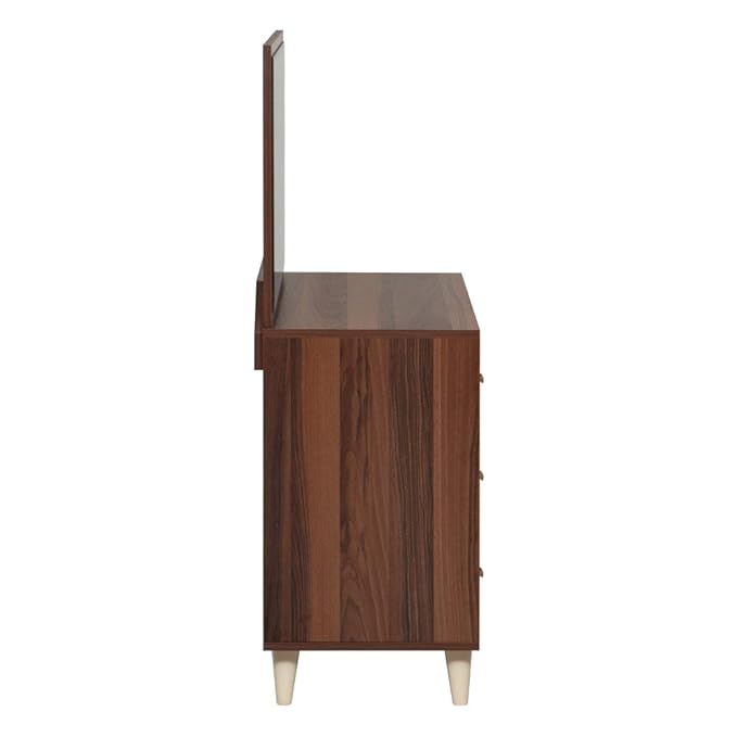 Engineered Wood Dressing Table with Mirror White & Brown Color -