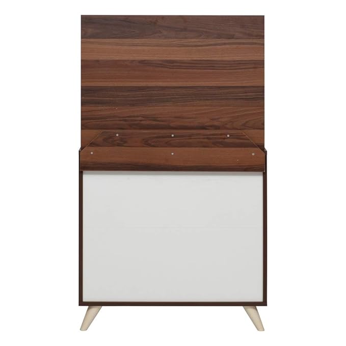 Engineered Wood Dressing Table with Mirror White & Brown Color -