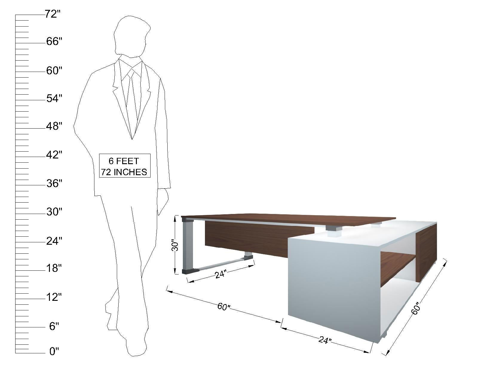 Executive Table L-shape with Metal Frame & Top Particle Board -