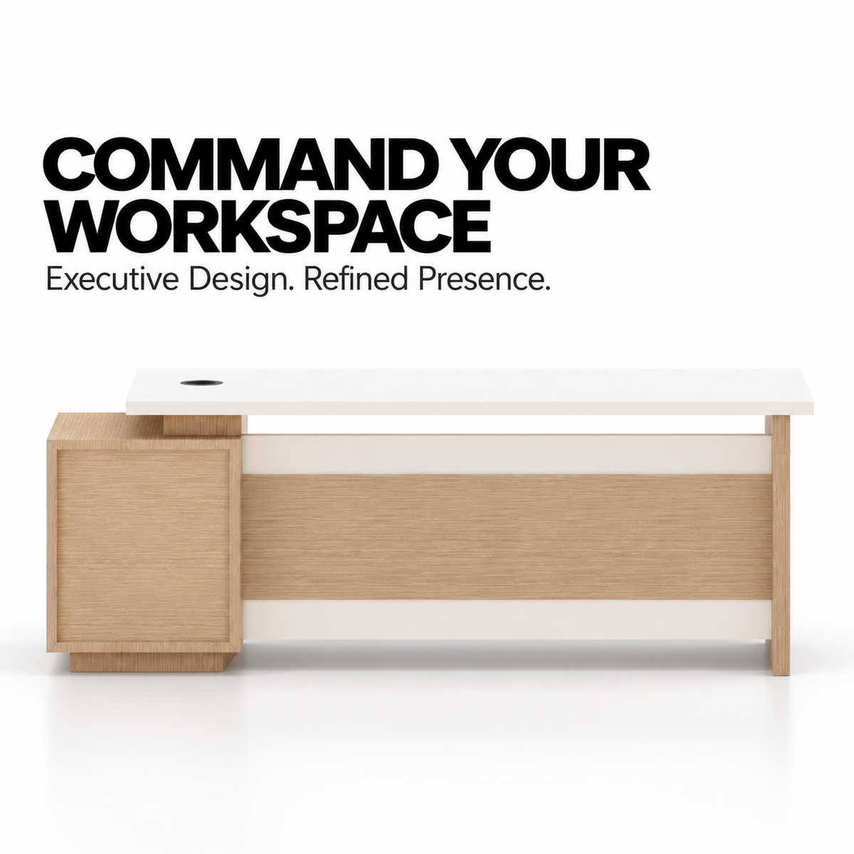 Modern Executive Office Desk with Side Organizer , Premium Manager Table in and with Finish for Workspace