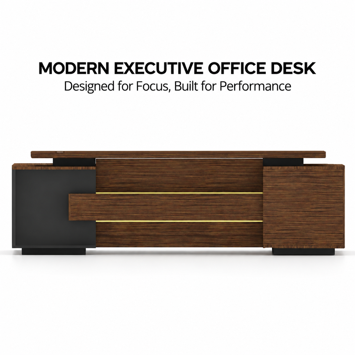 Luxury Executive Director Table with Floating Worktop, Integrated LED Under-Glow, Dark Matte Finish, Premium Office Desk