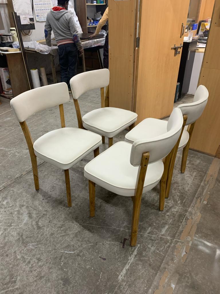 Fabric Dining Chair with Wooden Frame Base -
