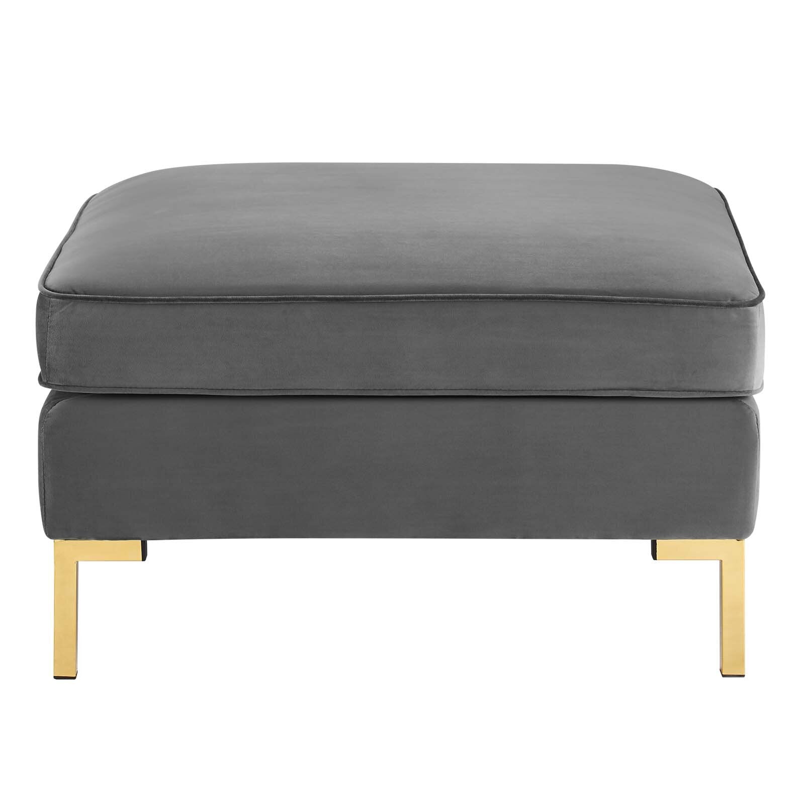 Fabric Upholstery & Metal Base Ottoman -