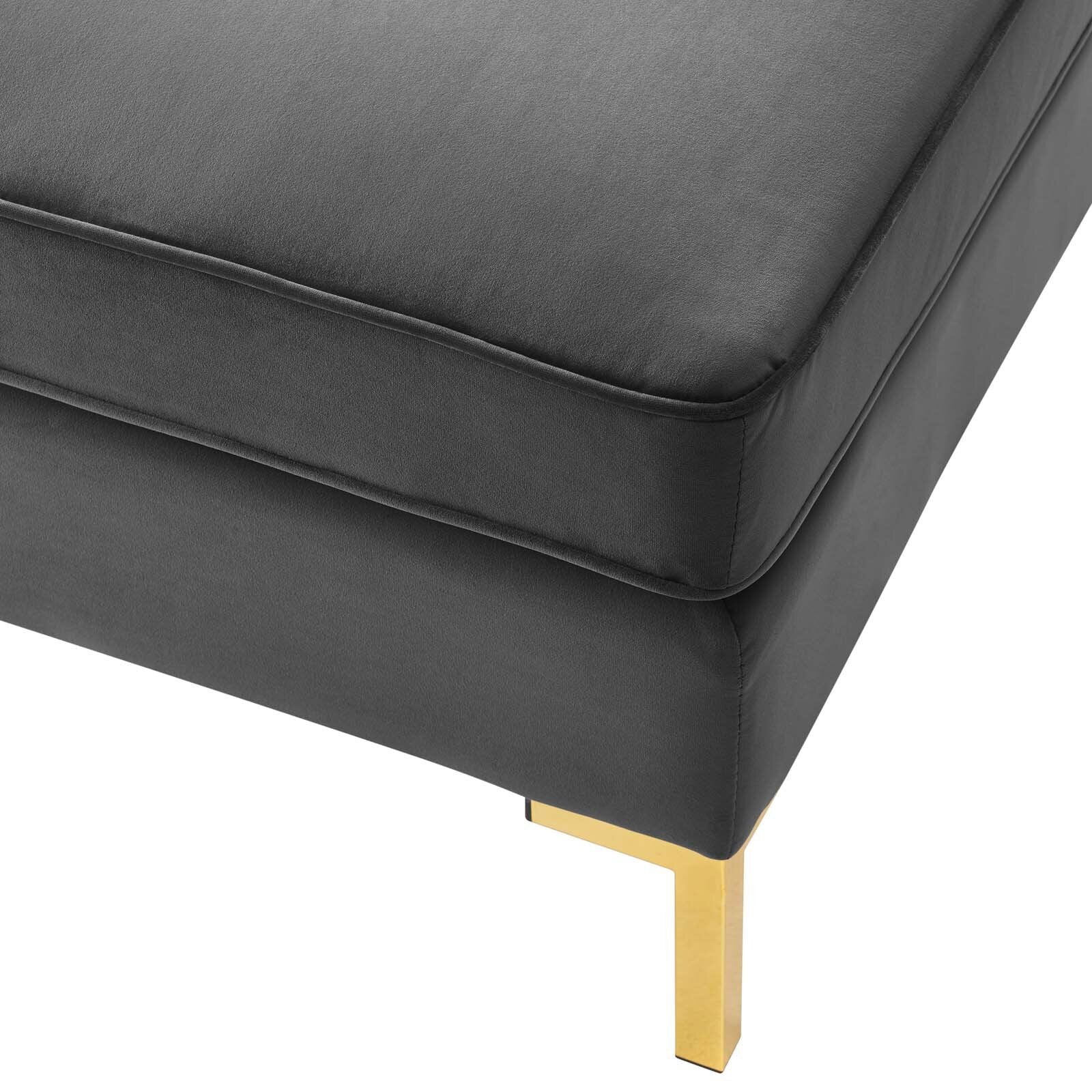 Fabric Upholstery & Metal Base Ottoman -