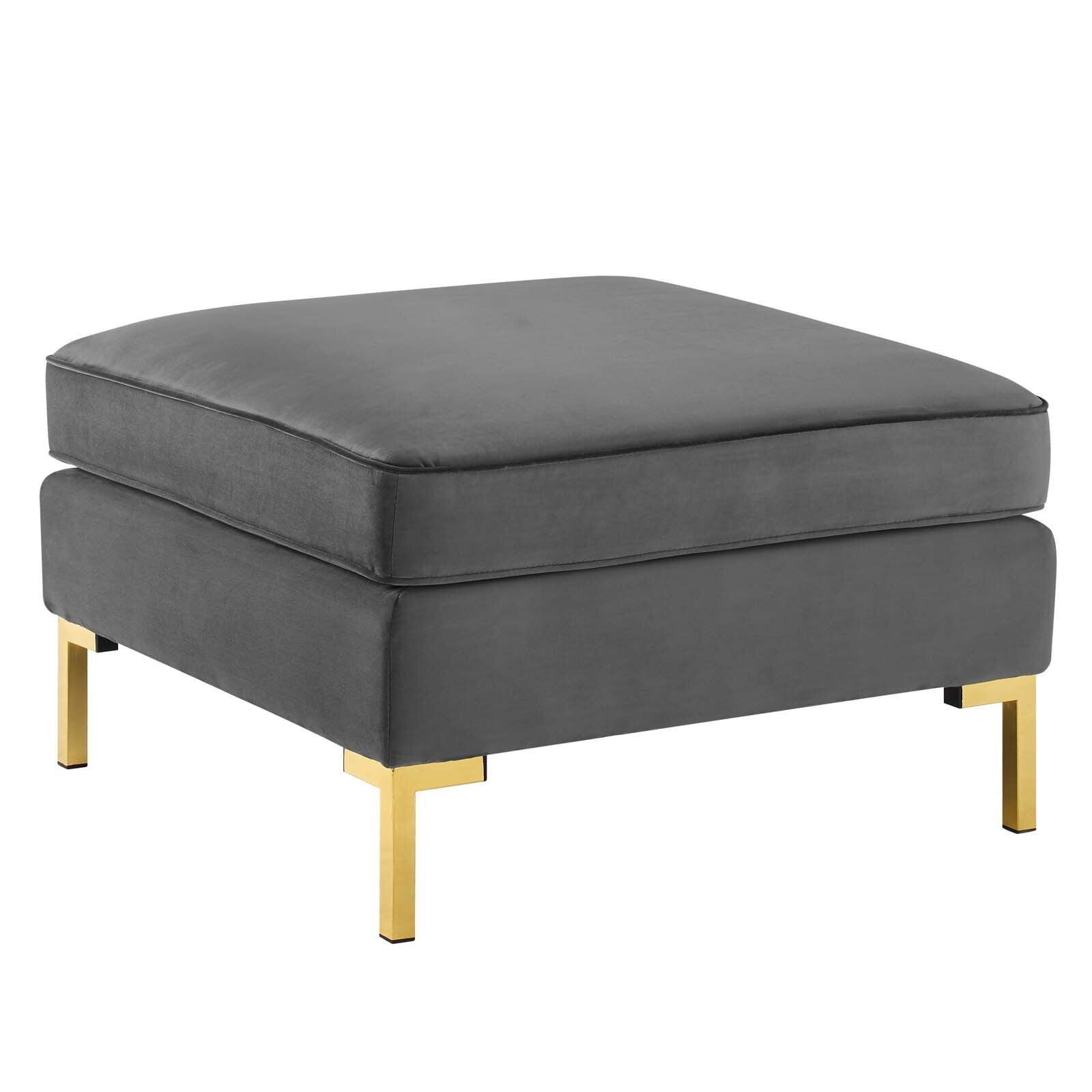 Fabric Upholstery & Metal Base Ottoman -