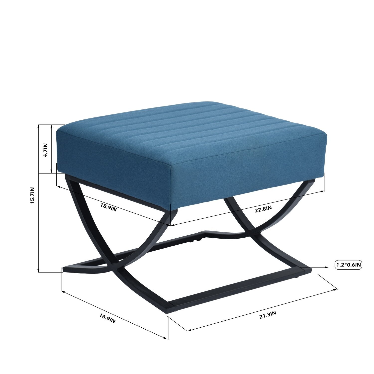 Fabric Upholstery & Metal Base Ottoman -