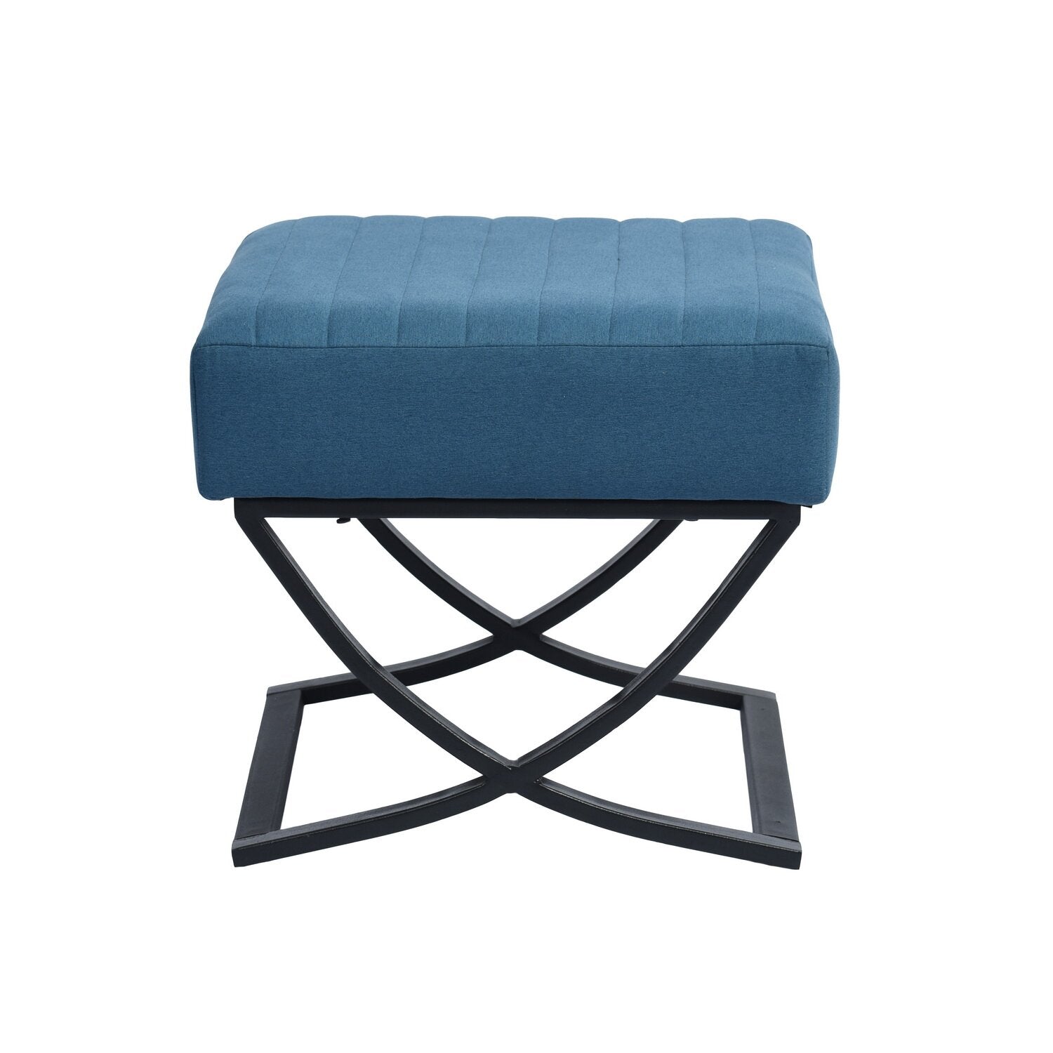 Fabric Upholstery & Metal Base Ottoman -