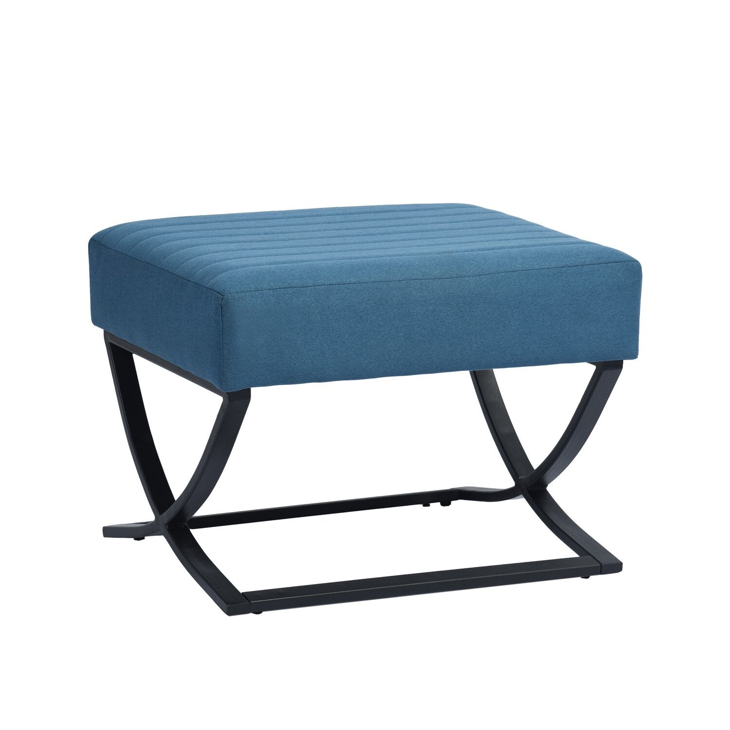 Fabric Upholstery & Metal Base Ottoman -