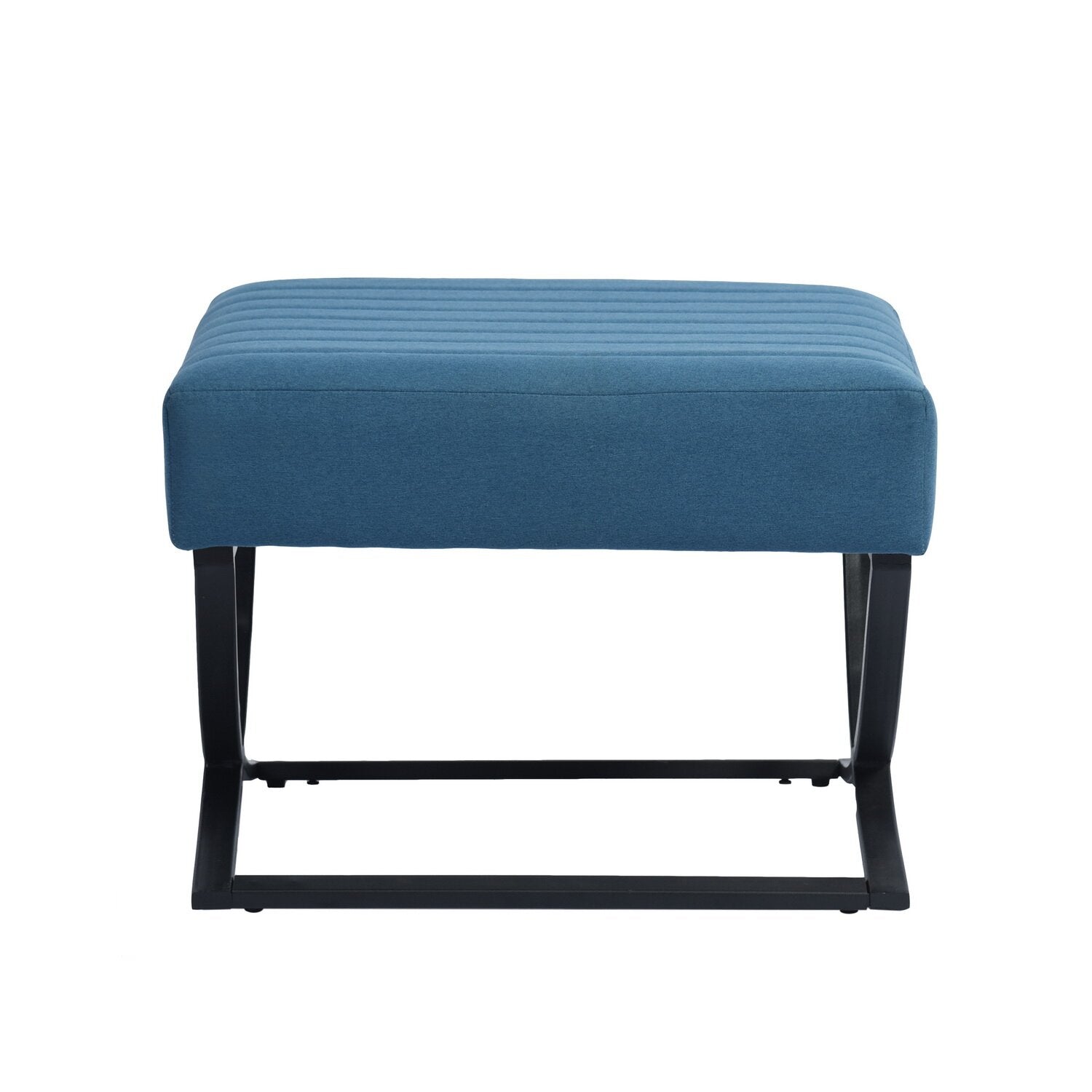 Fabric Upholstery & Metal Base Ottoman -