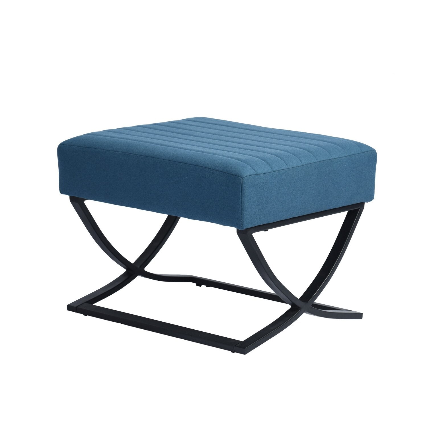 Fabric Upholstery & Metal Base Ottoman -