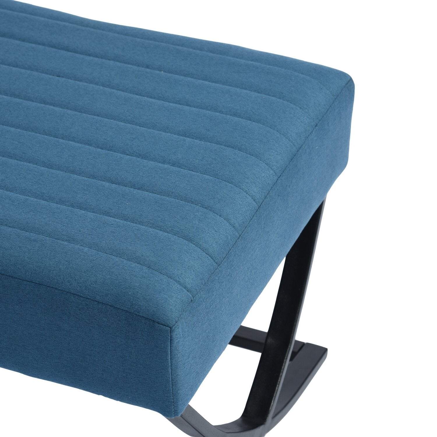 Fabric Upholstery & Metal Base Ottoman -
