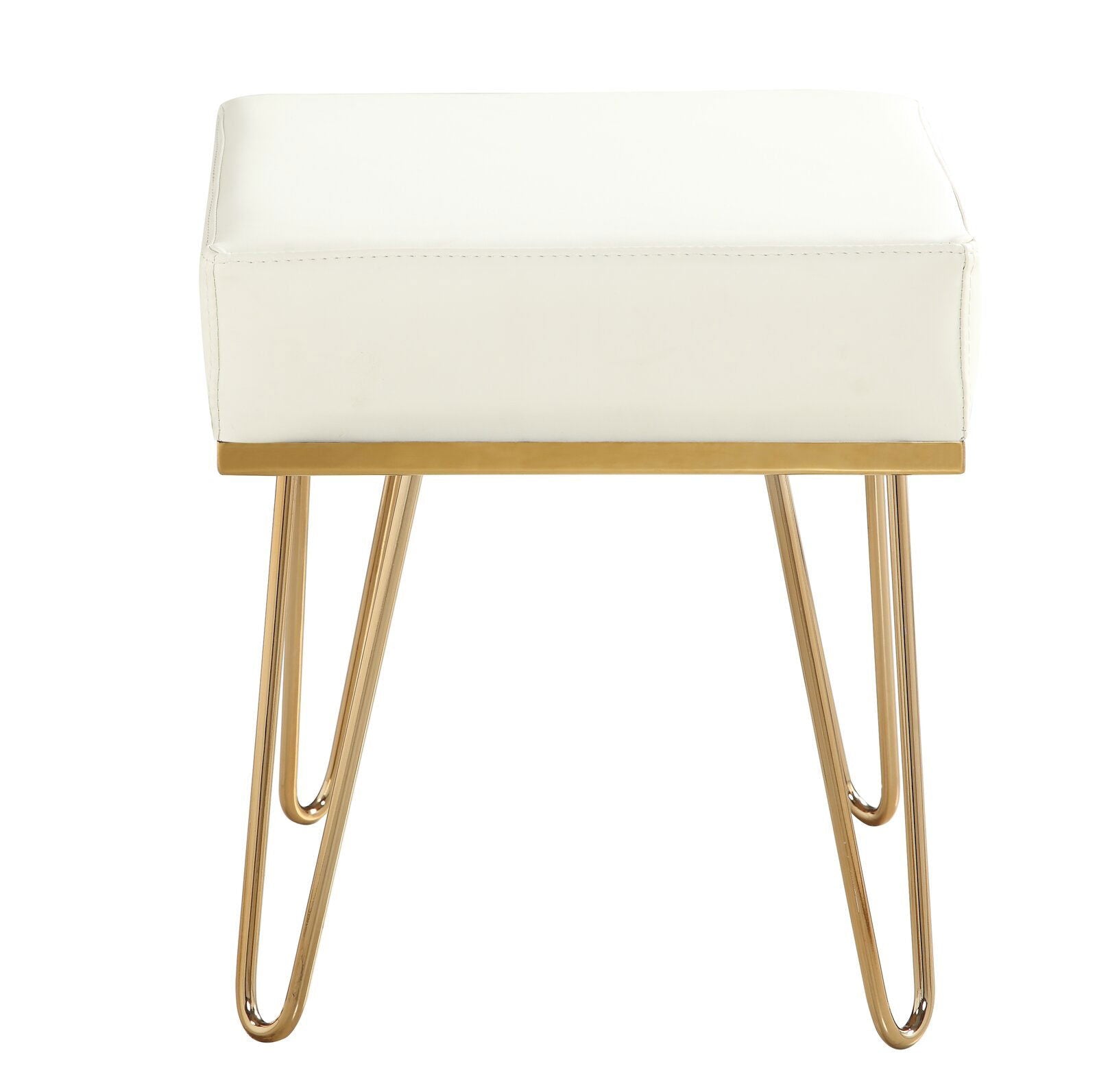 Fabric Upholstery & Metal Base Ottoman Pouffe -