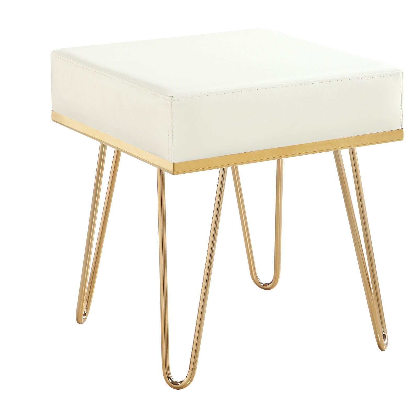 Fabric Upholstery & Metal Base Ottoman Pouffe -