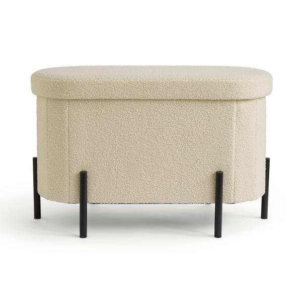 Fabric Upholstery & Metal Base Ottoman with Storage -