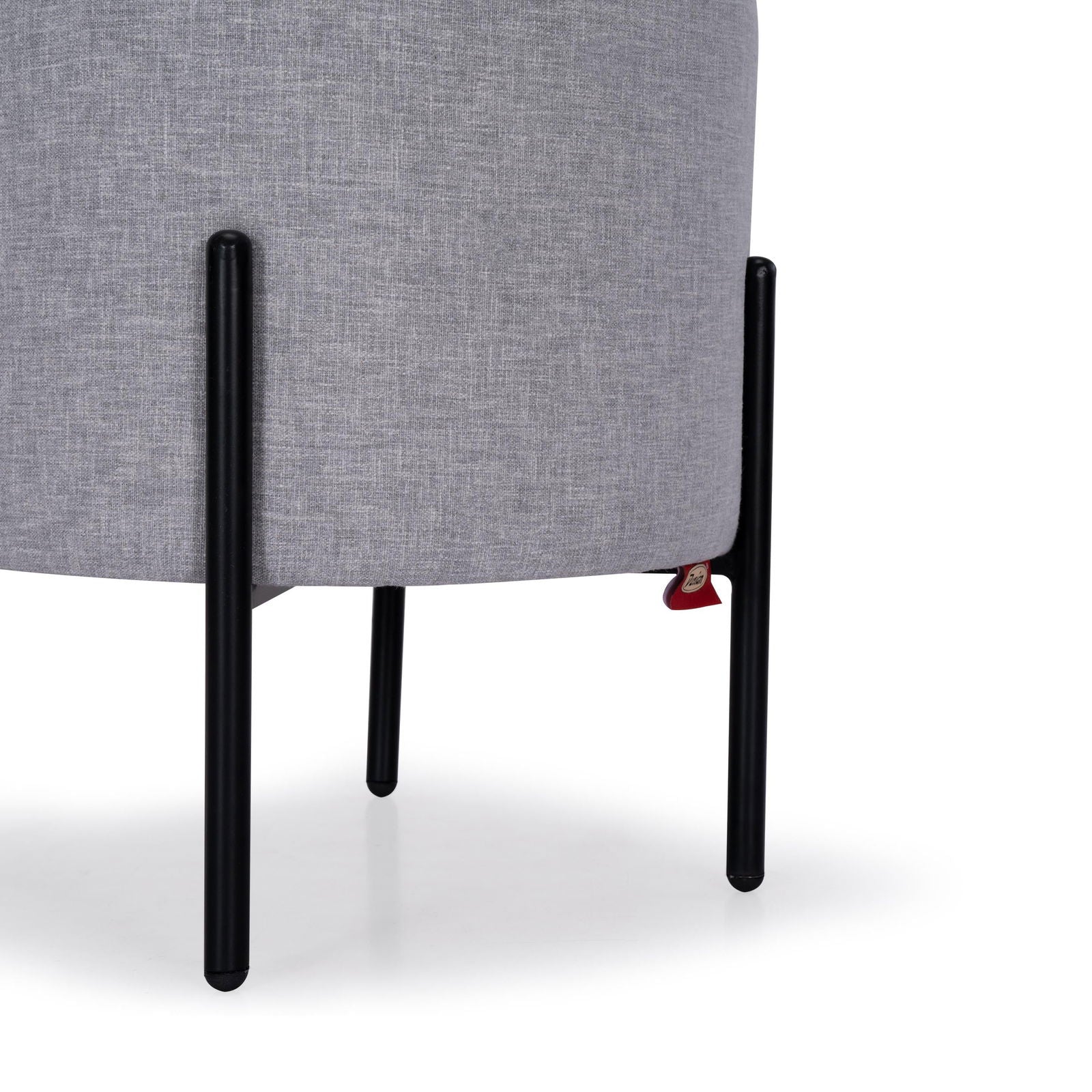 Fabric Upholstery & Metal Base Pouffe in Grey -