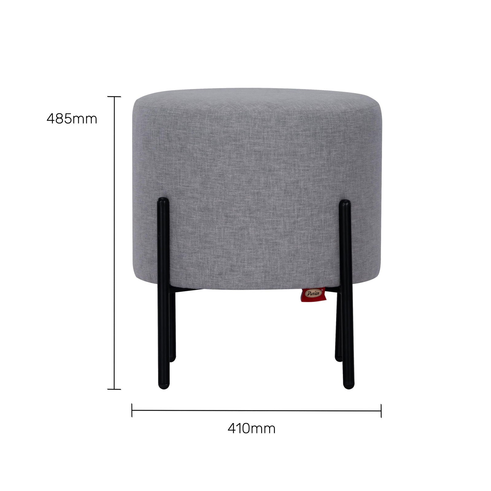 Fabric Upholstery & Metal Base Pouffe in Grey -