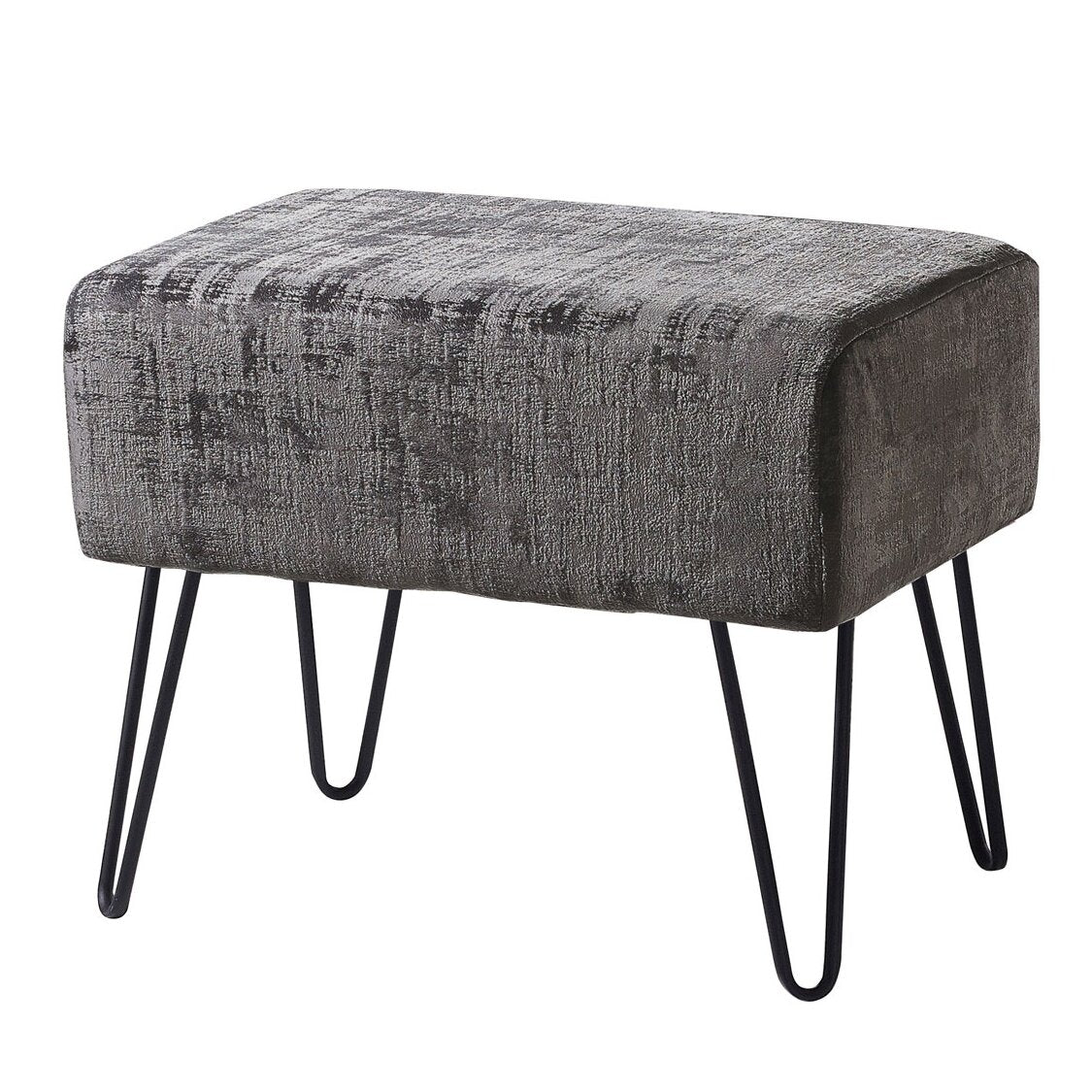 Fabric Upholstery & Metal Legs Base Ottoman -