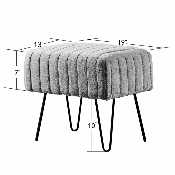 Fabric Upholstery & Metal Legs Base Ottoman -