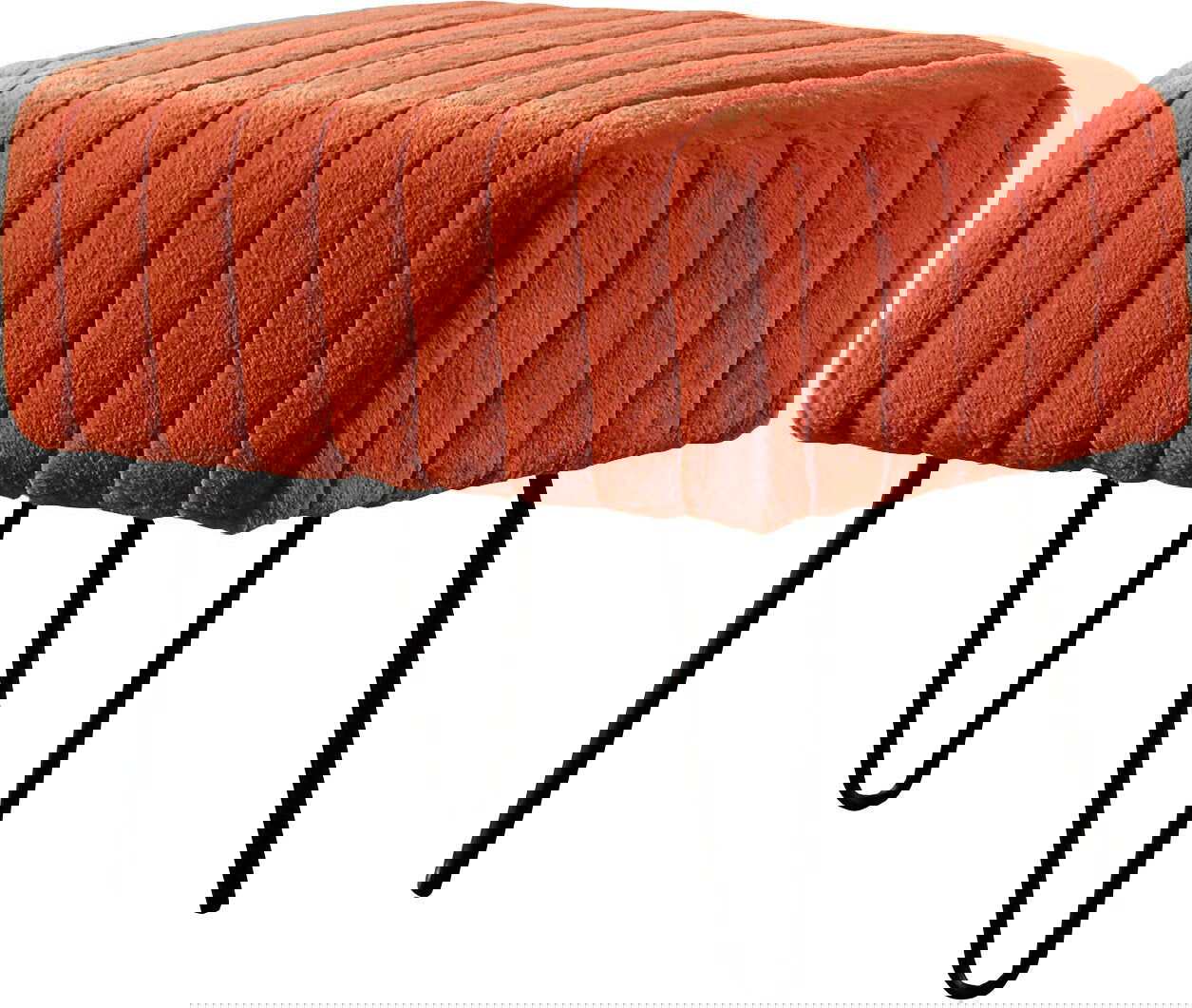 Fabric Upholstery & Metal Legs Base Ottoman -