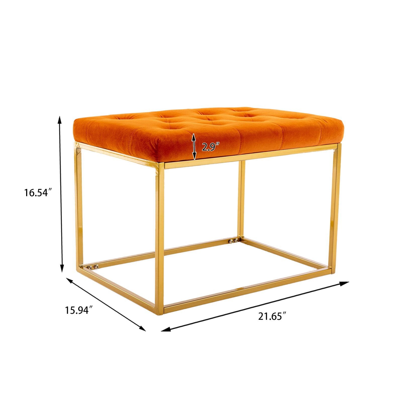Fabric Upholstery & Metal Legs Base Ottoman -