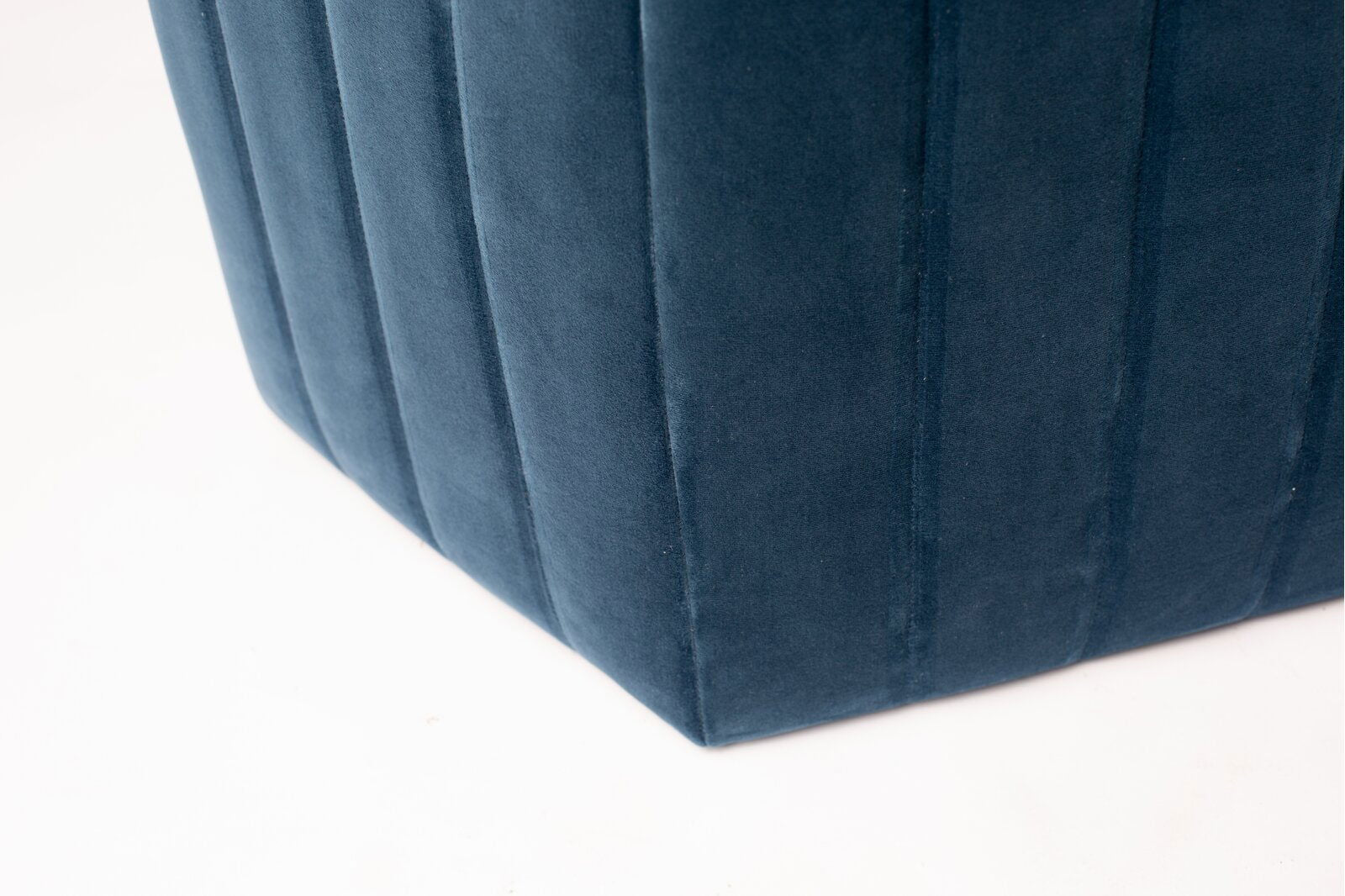 Fabric Upholstery & Wooden Base Pouffe -