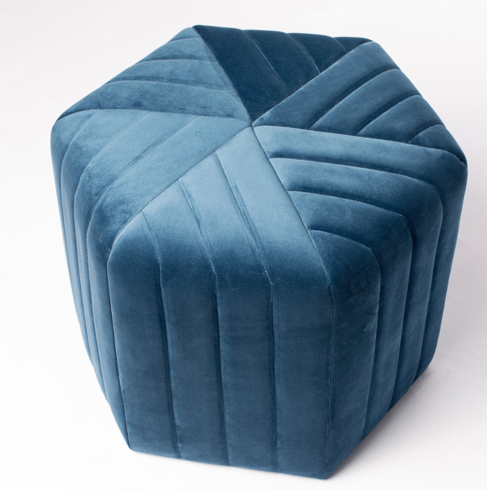 Fabric Upholstery & Wooden Base Pouffe -
