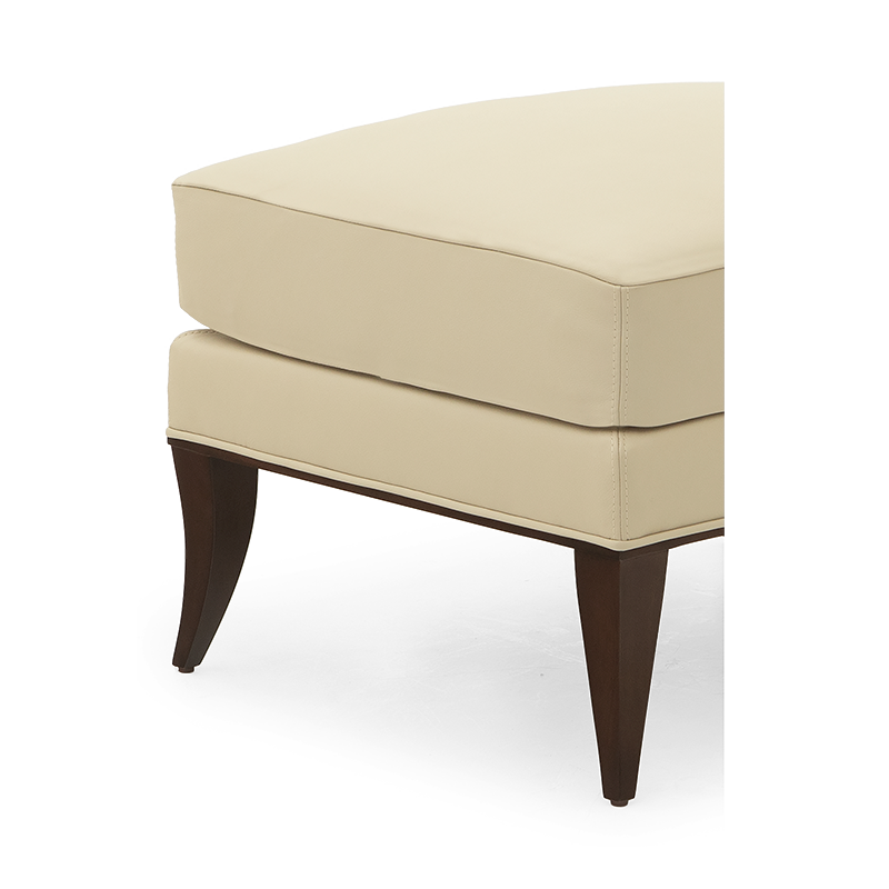 Fabric Upholstery & Wooden Ottoman -