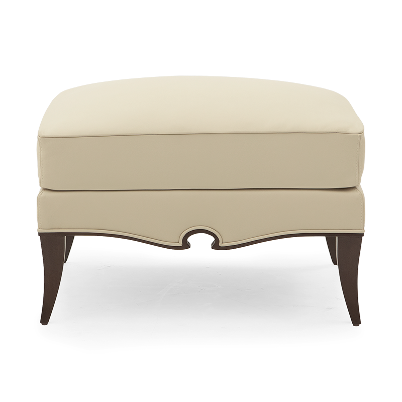 Fabric Upholstery & Wooden Ottoman -