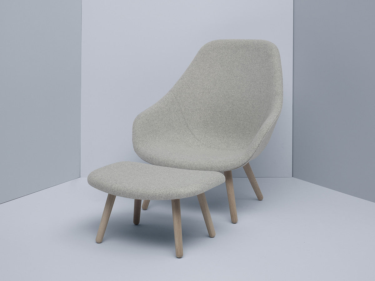 Fabric Upholstery & Wooden Ottoman -